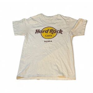 Hard Rock Cafe Roma White and Yellow Tee